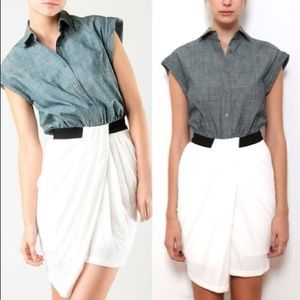 Alexander Wang Blue/White Oxford Cocktail Dress